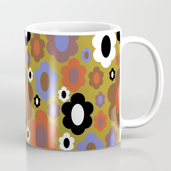 60s Flowers - Olive Rust Coffee Mug