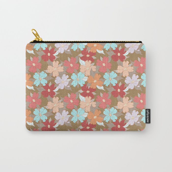 brown and powder blue floral dogwood symbolize rebirth and hope Carry-All Pouch