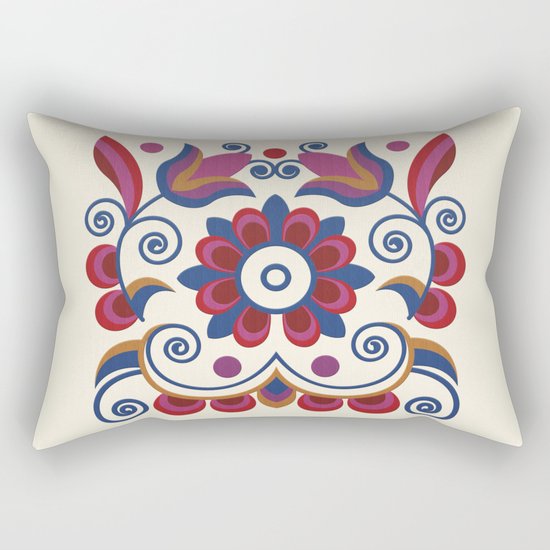 Grace Embroidered Flowers II Rectangular Pillow