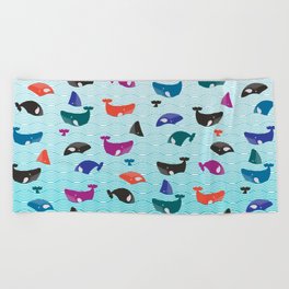 Whale Yes! Waves Beach Towel