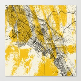 Fremont - USA - City Map in Yellow Canvas Print