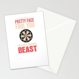 Don't Let The Pretty Face Fool You I'm A Dart Throwing Beast Stationery Card