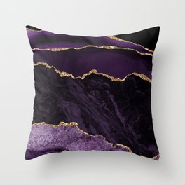 Agate Purple Gold Glitter Design Throw Pillow | Goldagate, Graphicdesign, Glitter, Purplepattern, Purpleagate, Agate, Purplegold, Digital 