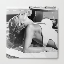 Joan Crawford Malibu Sunbathing - Hollywood Sun Goddess black and white photography - photographs wall decor Metal Print | Hollywood, Vintage, Bikini, Photographs, Follies, Actresses, Icons, Pinup, Photograph, White 