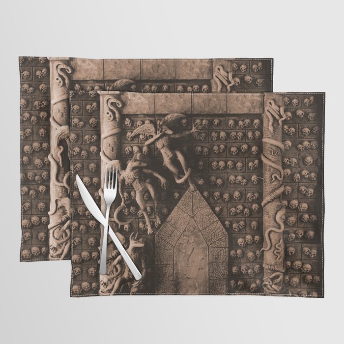 Cave Canem - Wall of Skulls (sepia) Placemat