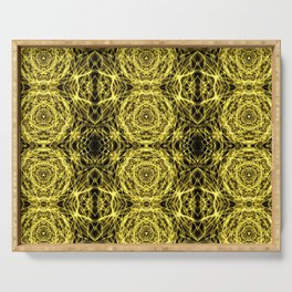 Liquid Light Series 36 ~ Yellow Abstract Fractal Pattern Serving Tray