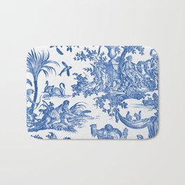 Blue and White Antique French Toile Chinoiserie Bath Mat