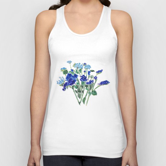 blue flower Unisex Tank Top