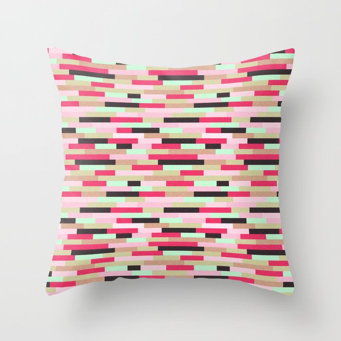 Pink & Black Geometric Lines Pattern Throw Pillow