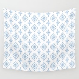 Pale Blue Native American Tribal Pattern Wall Tapestry