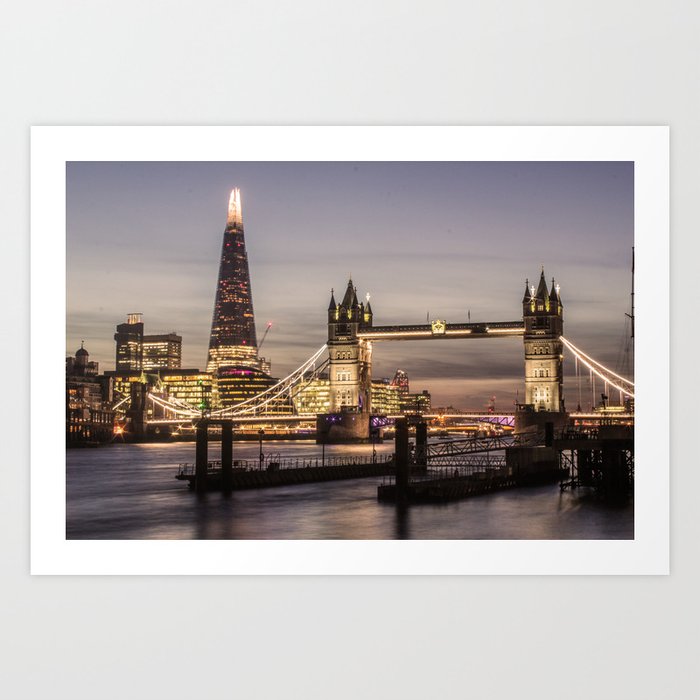 London Tower River UK Photography night ArtWork Art Print