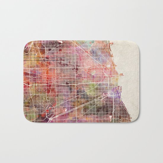 Chicago map Bath Mat