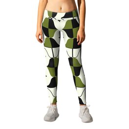 Whale Song Midcentury Modern Arcs Abstract Greenery Leggings