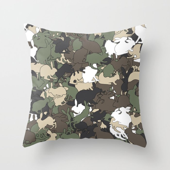 Bunny camouflage Throw Pillow