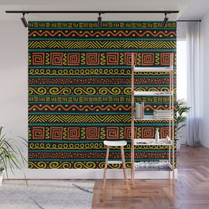 scribble doodle tribal pattern Wall Mural