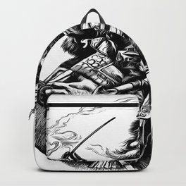 Vintage Style Black and White Illustration Of Santa Claus Backpack