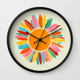 Retro Flower Art: Bauhaus Rainbow Edition Wall Clock | Retro, Floral, Flower, Pop, Sunflower, Graphicdesign, 90S, Sun, Vibes, Colorful 