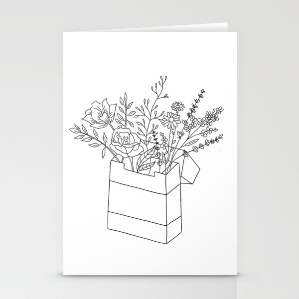 Flowers in Cigarette Box Line Art Stationery Cards