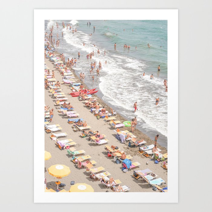 Italian Beach Day in Posillipo, Naples | Summer by the Coast Art Print in Pastel Color | Italy Travel Photography Art Print
