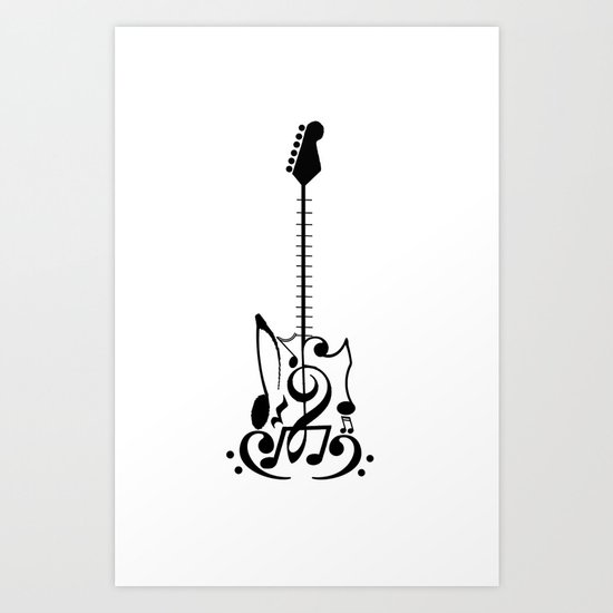 Guitar of Notes Art Print