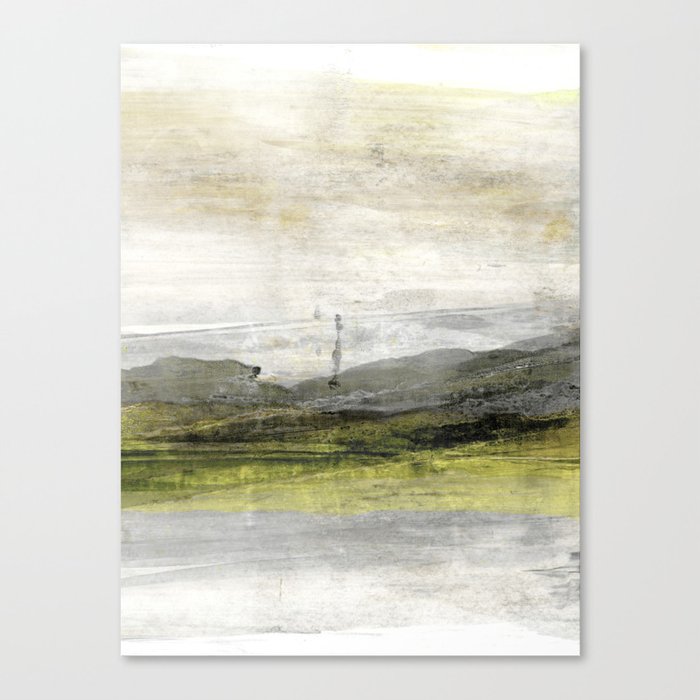 Yellow Grey White Abstract Landscape Painting Canvas Print By