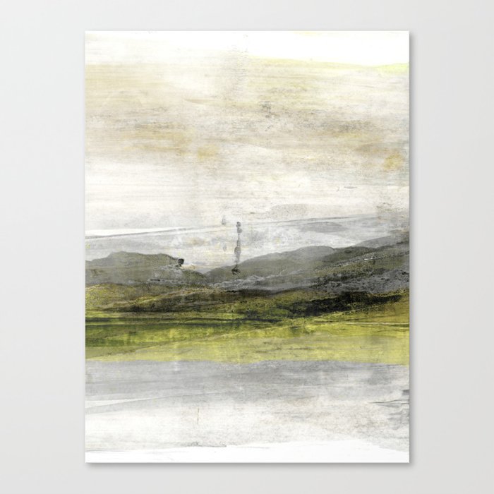 Yellow Grey White Abstract Landscape, Abstract Landscape Art