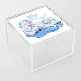 Polar Bears in a Winter Paradise   Acrylic Box