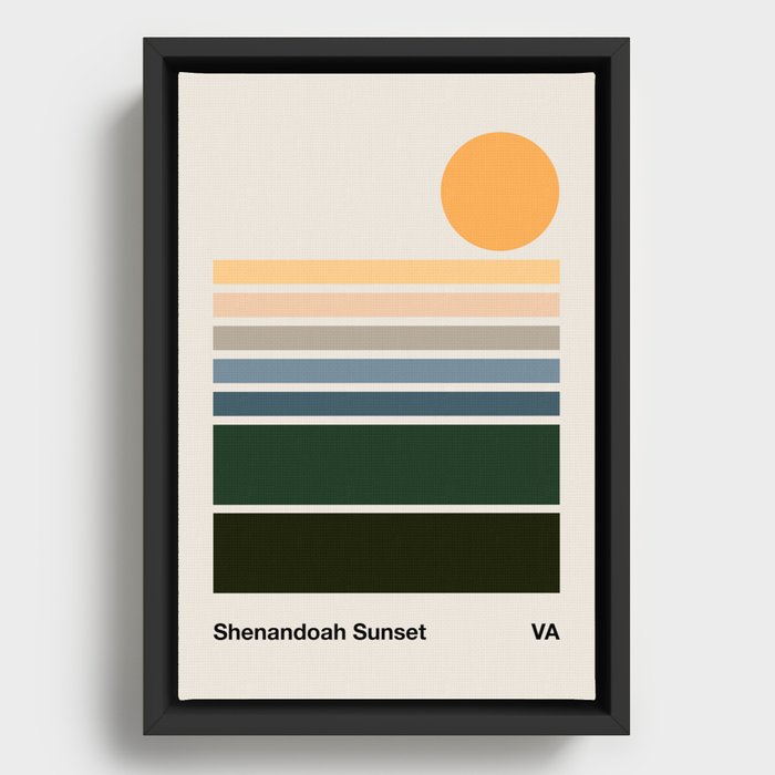 Vintage Bauhaus Shenandoah Sunset Framed Canvas