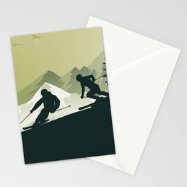 Winter Sport • Best Skiing Design Ever • Green Background Stationery Card