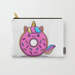 Cute Unicorn Doughnut Donut Cartoon Icon Illustration Animal Food Icon Concept Isolated Premium Flat Carry-All Pouch