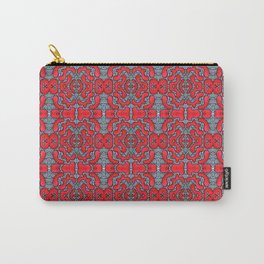 Psychedelic Mind Bending Red and Blue Pattern Carry-All Pouch | Funky, Ink Pen, Opart, Kitsch, Drawing, Lineart, Blacklines, Manylines, Retro, Overthetop 