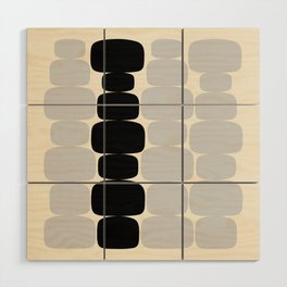 Abstraction_Balance_ROCKS_BLACK_WHITE_Minimalism_001 Wood Wall Art