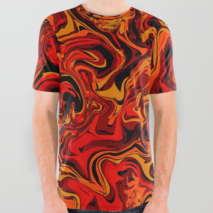 Fire Marble All Over Graphic Tee