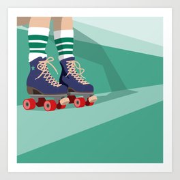 Girl with Roller Skates Art Print