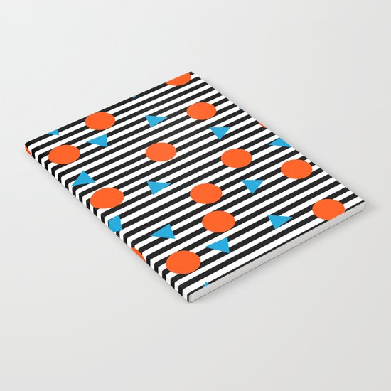 Yadda Yadda - memphis lines stripes dots triangles geometric abstract minimal print pattern wacka yo Notebook