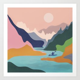 River Canyon Kayaking Art Print