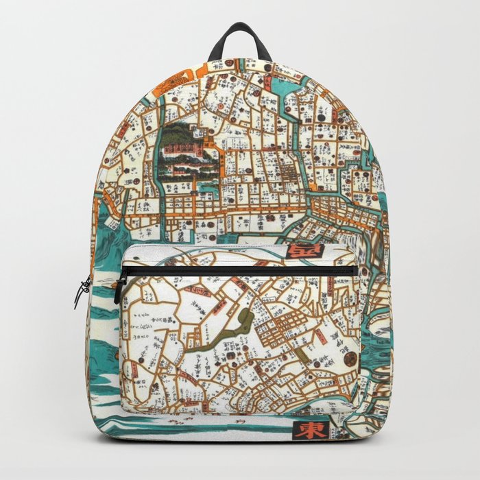 Tokyo Edo Map - Vintage Retro Art Reprint 1843 Backpack