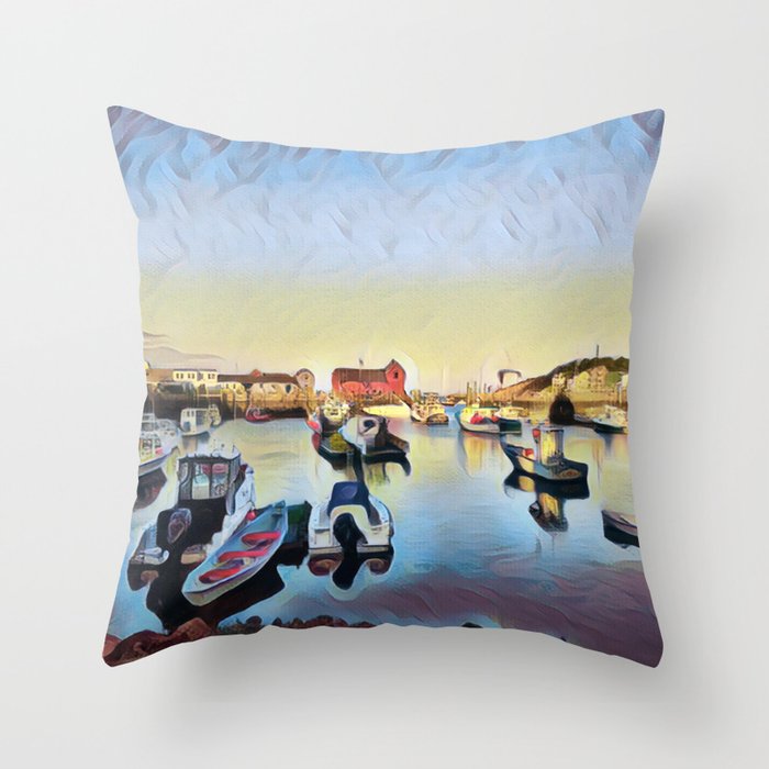 Boats in the Harbor  Throw Pillow