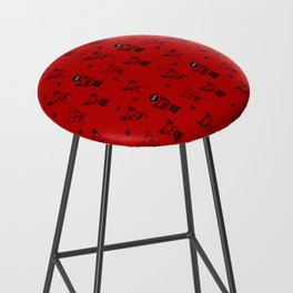 Red and Black Hand Drawn Dog Puppy Pattern Bar Stool