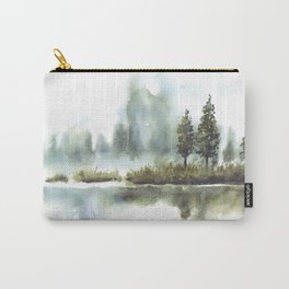 Aesthetic Reflection Of Pine Trees In Lake Watercolor Carry-All Pouch