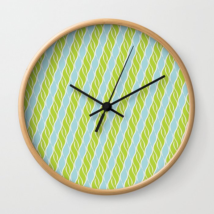 Light Green and Blue Stripes Wall Clock