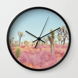 Surreal Desert - Joshua Tree Landscape Photography Wall Clock | Vintage, Color, America, Nature, Photo, Infraredfilm, Digitalmanipulation, Digital, Cacti, Desert 