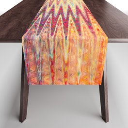 Neon Bright Abstract Zigzag Art Table Runner