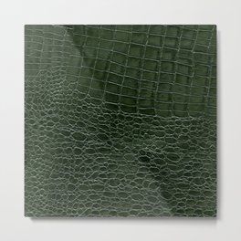 Green faux leather pattern Metal Print