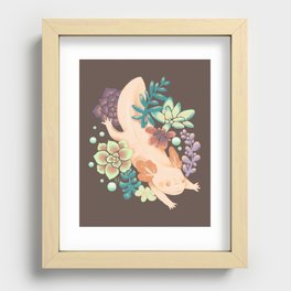 Axolotl & Succulents Recessed Framed Print