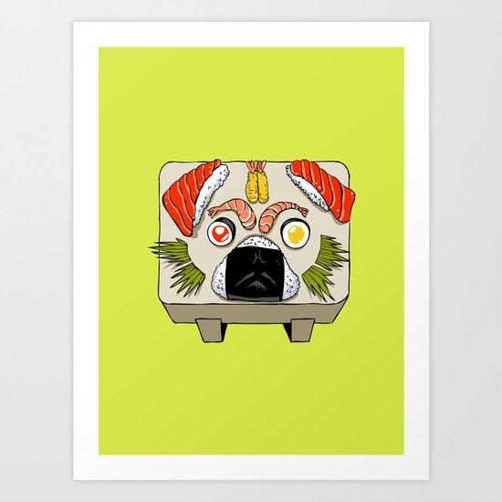 Pug Sushi Art Print
