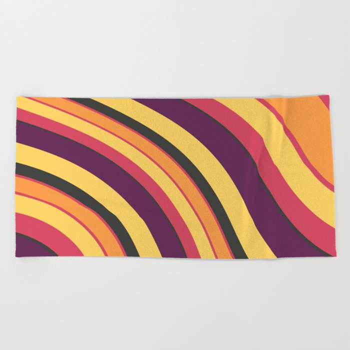 Liquid Retro Swirl Abstract Autumn Pattern Beach Towel