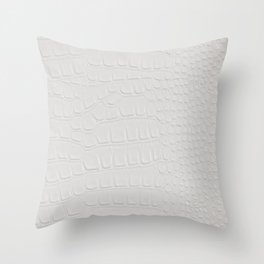 White Crocodile Leather Throw Pillow