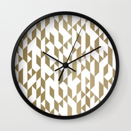 Abstract Geometric Pattern White and Gold Wall Clock