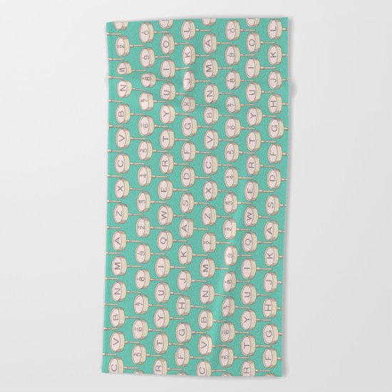 Infinite Typewriter_Green and Pink Beach Towel